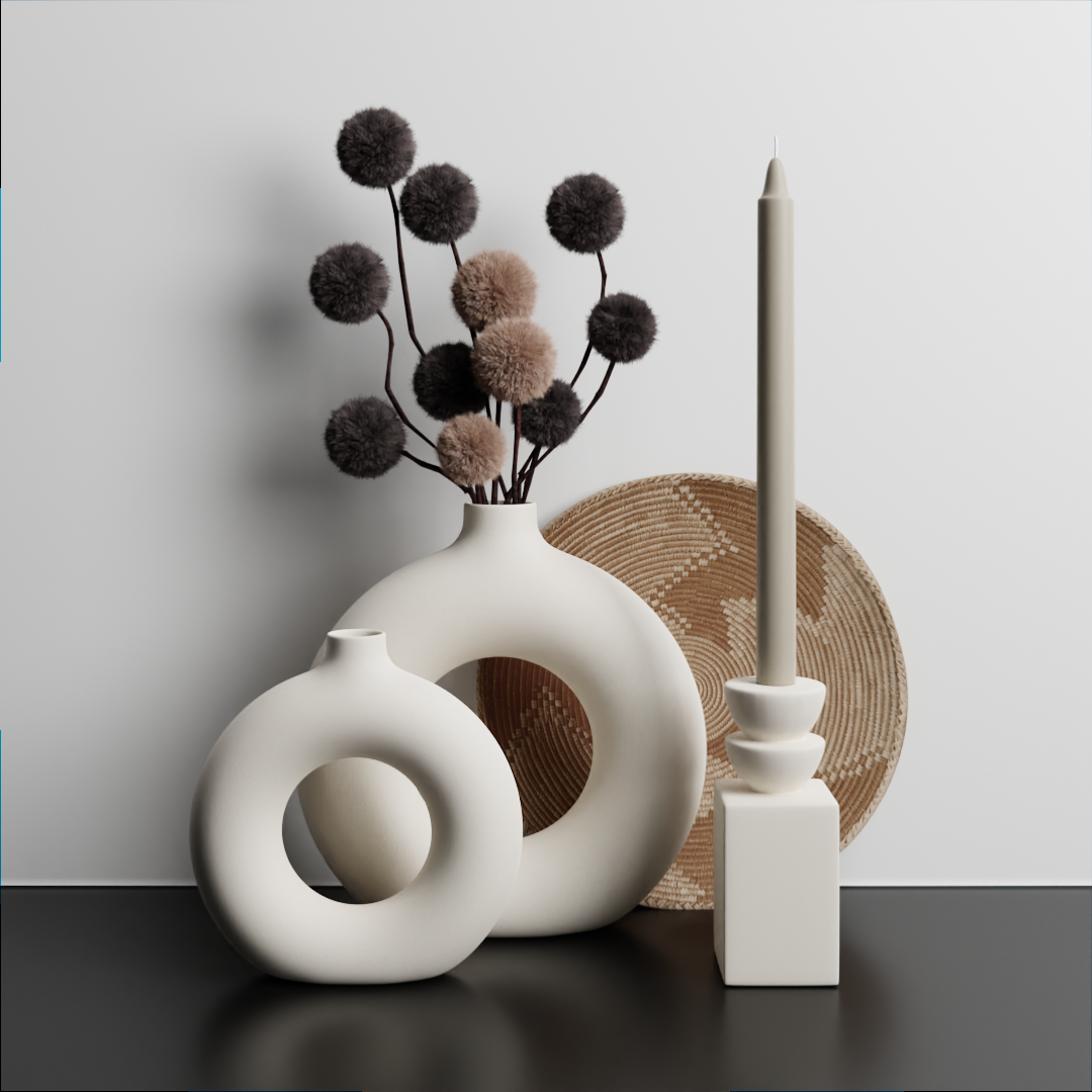 Dry grass in nordic donut vase H&M.001 FREE 3D Indoor models BlenderKit