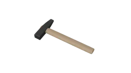 Detailed Blender 3D hammer model with textured wood handle and metal head, ready for CG visualization.