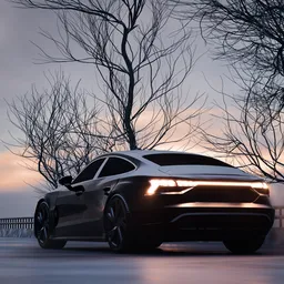 Hyperrealistic car on Highway at Night