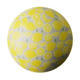 Seamless citrus patterned PBR texture for 3D rendering in Blender and other 3D applications.
