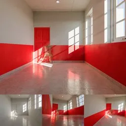 Minimalist Red Sunlight Room Scene