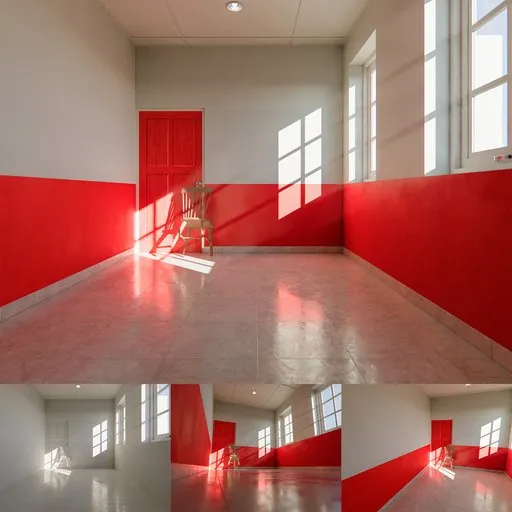 Minimalist Red Sunlight Room Scene