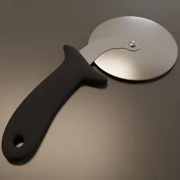 Highly detailed Blender 3D model of roller blade pizza cutter, perfect for kitchenware simulations and renderings.