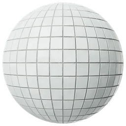 Realistic white tile PBR material for 3D modeling in Blender, subtle textures enhance visual depth.