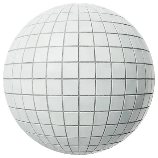 Realistic white tile PBR material for 3D modeling in Blender, subtle textures enhance visual depth.