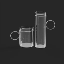 "Tableware set in 3D render featuring a pitcher jug and cup in minimalistic style. Inspired by Carl Gustaf Pilo with realistic proportions and clear vector design. Perfect for Blender 3D projects."