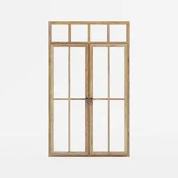 Detailed 3D model of a vintage wooden window casement suitable for Blender rendering in architectural visualization.