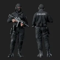 Police Tactical Unit standing pose
