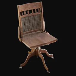 1920s Wooden Office Swivel Chair