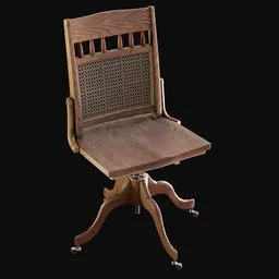 1920s Wooden Office Swivel Chair
