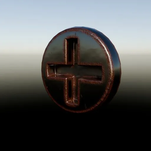 Rusty Cross Screw Head With Scratches