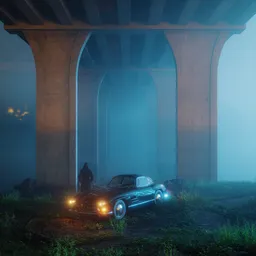 Foggy Neo Noir Car Scene