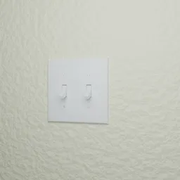 3D model of a dual light switch plate on textured wall, compatible with Blender for industrial design use.