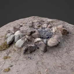 Rock Firepit on ground photoscan