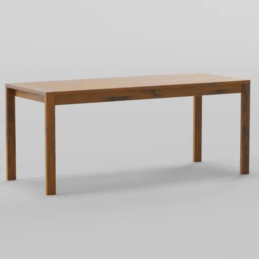 Realistic wooden bar table 3D model for outdoor scenes, compatible with Blender, high detail and texture.