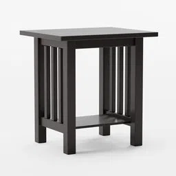 Black minimalist 3D-modelled square bedside table, optimized for Blender, with sleek vertical slats.