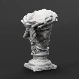 Detailed 3D male bust model on pedestal for artistic rendering, compatible with Blender.