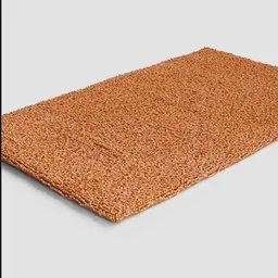 "Realistic carpet 3D model made with Blender using particle system. Rectangular shape with moist brown texture resembling hairy orange skin. Perfect for everyday plain object and interior design scenes."