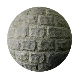 Realistic grey stone wall PBR texture for 3D modeling and rendering, suitable for Blender and other 3D applications.
