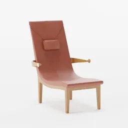 Detailed 3D model of a modern brown chair with headrest, rendered in Blender, isolated on a white backdrop.