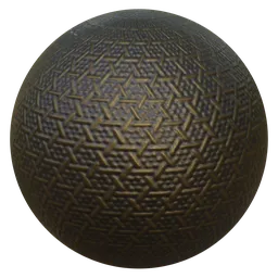 High-resolution PBR distressed bronze texture with a hexagonal pattern for realistic 3D modeling in Blender.