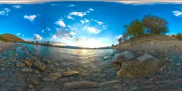 Rocky Lake shore at Sunset