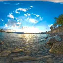 Rocky Lake shore at Sunset