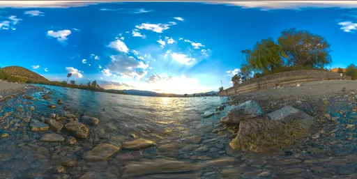 Rocky Lake shore at Sunset