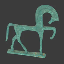 Horse bronze statue oxidated