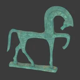 Horse bronze statue oxidated