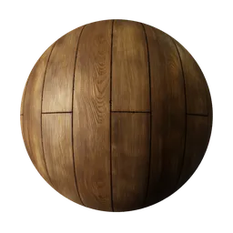 2K PBR Aged Oak Wood Floor material with detailed displacement, tile-breaking mix, and dirt AO for a vintage look in Blender 3D.