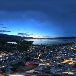 Evening building lake