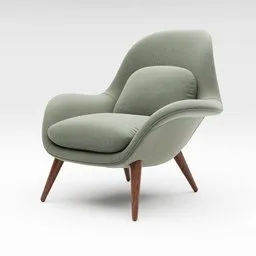 "Fredericia Swoon Lounge Chair - A stunning 3D model for Blender 3D. Featuring a green upholstered seat, sculptured shape, and continuous curves, this chair embodies elegance and comfort. Perfect for those who enjoy life at a slow pace. Designed by Space Copenhagen, this chair is a must-have for any interior design project."