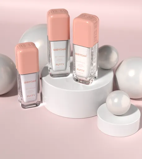 Cosmetics primer on podium and balls