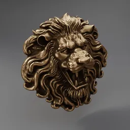 Demonic Lion Head Sculpture - Bronze