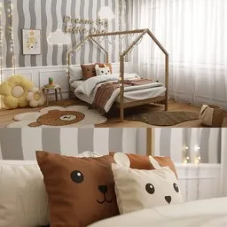 Bear Kids Bedroom Scene – Cozy Interior