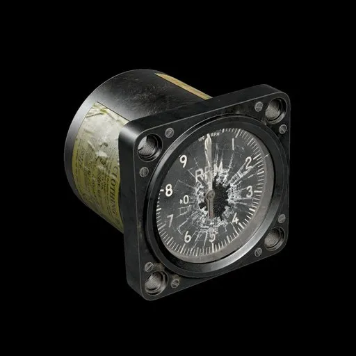 Detailed 3D model of a vintage aviation tachometer with realistic 4K textures, ideal for Blender 3D projects.