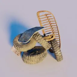 Detailed 3D rendering of industrial debris featuring tires and a chair, ideal for Blender 3D concept art.