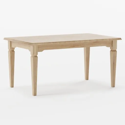 Wooden 3D model of a vintage-style table with simple details, compatible with Blender.