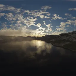 Aerial view of Lake and Mountains