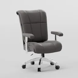 High-quality black leather executive chair 3D model with armrests for Blender rendering.