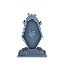 Detailed, heart-engraved 3D tombstone model ideal for spooky, atmospheric Blender scenes.