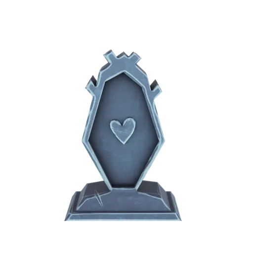 Detailed, heart-engraved 3D tombstone model ideal for spooky, atmospheric Blender scenes.