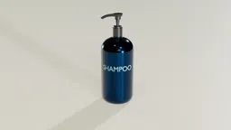 Realistic 3D model of a shampoo dispenser with pump, designed for Blender rendering and animation.