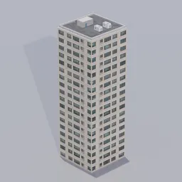 High-rise 3D model structure showcasing modern architecture, compatible with Blender for urban design visualization.