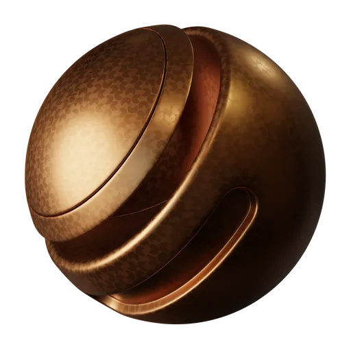 Sophisticated bronze 3D material with unique circular patterns for BlenderKit, ideal for artistic and decorative 3D modeling.