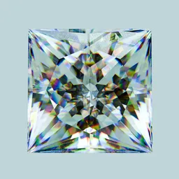 Detailed 3D princess cut diamond model showcasing intricate light refraction, perfect for Blender 3D rendering.