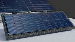 Detailed 3D model of solar panels on roof designed for Blender, perfect for industrial exterior renderings.