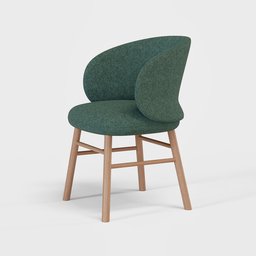 "3D model of the Pottolo chair - a stylish dining chair with a wooden base and upholstered seat and backrest. Perfect for Blender 3D projects. Explore this elegant design for your next visualization or rendering with Blender 3D software."