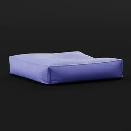 Realistic blue 3D floor cushion model with fabric texture, optimized for Blender rendering.